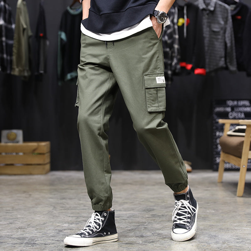 Sports All-match Casual Trousers With Waistband And Velvet Overalls