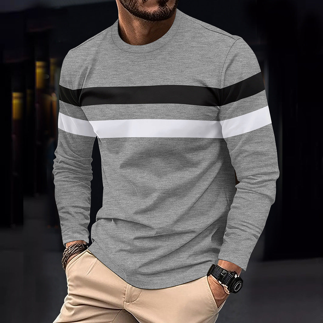 Camiseta casual de manga larga con cuello redondo para hombre