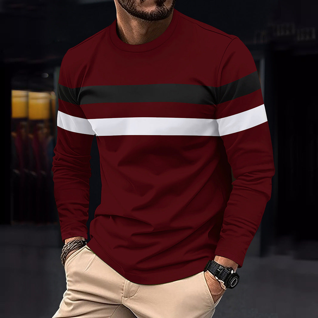 Camiseta casual de manga larga con cuello redondo para hombre