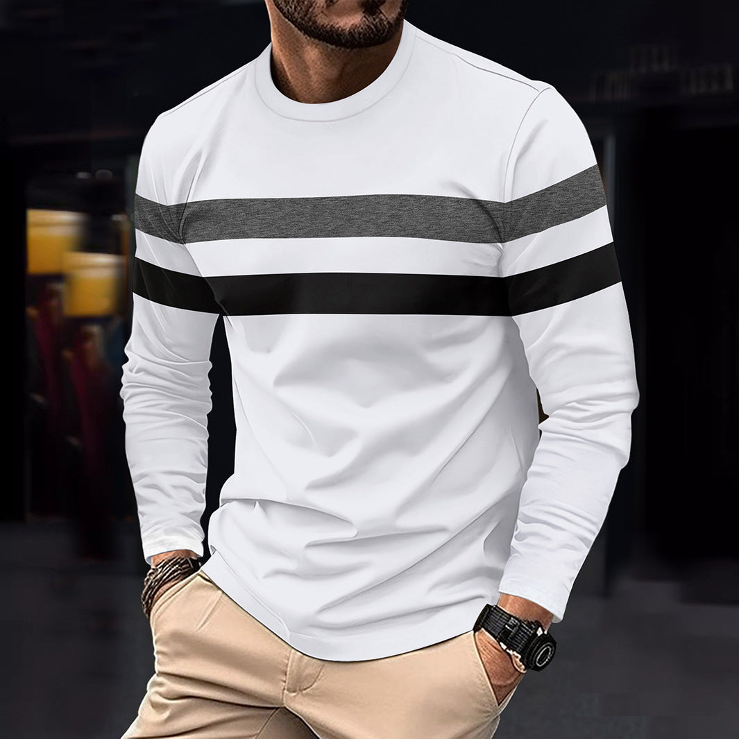 Camiseta casual de manga larga con cuello redondo para hombre