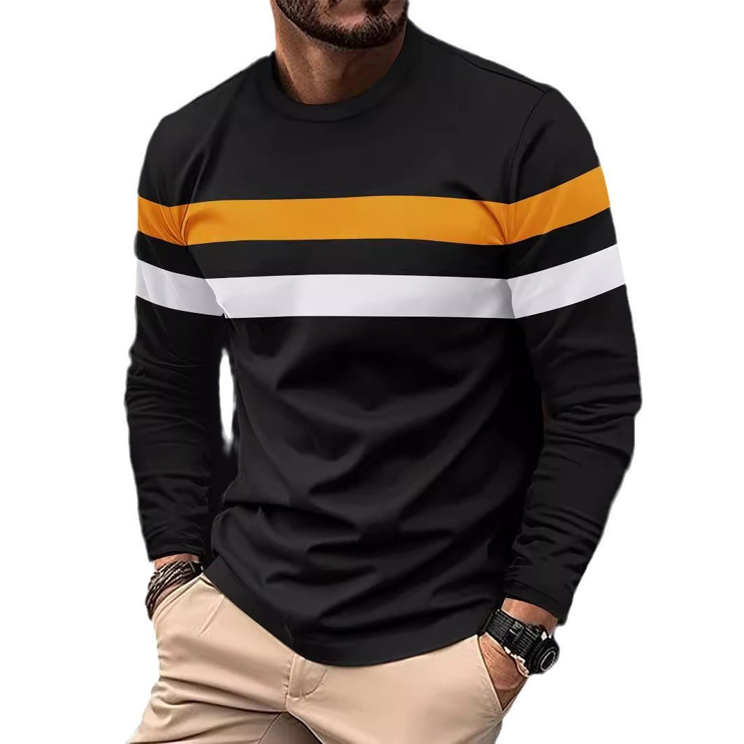 Camiseta casual de manga larga con cuello redondo para hombre