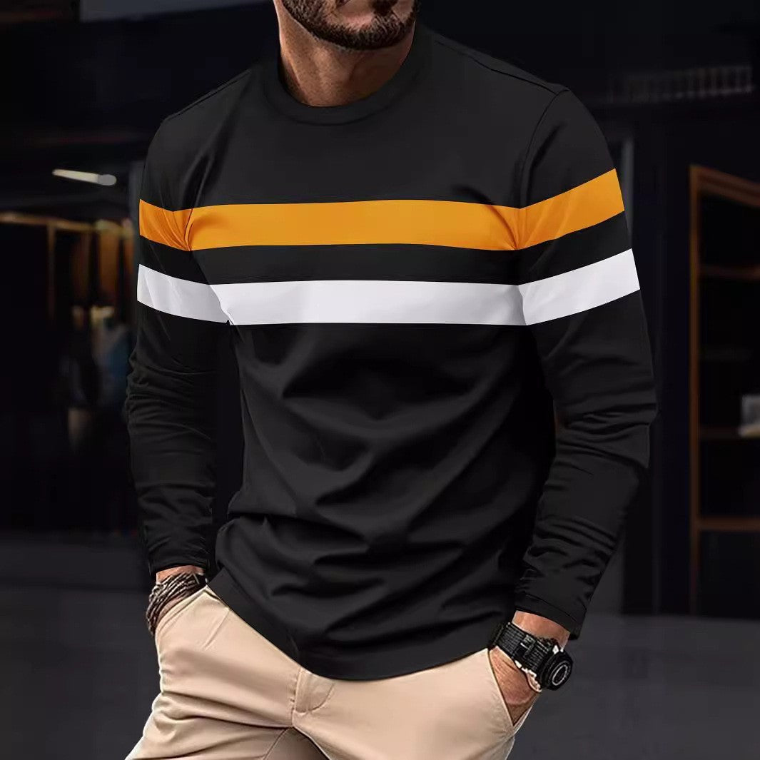 Camiseta casual de manga larga con cuello redondo para hombre