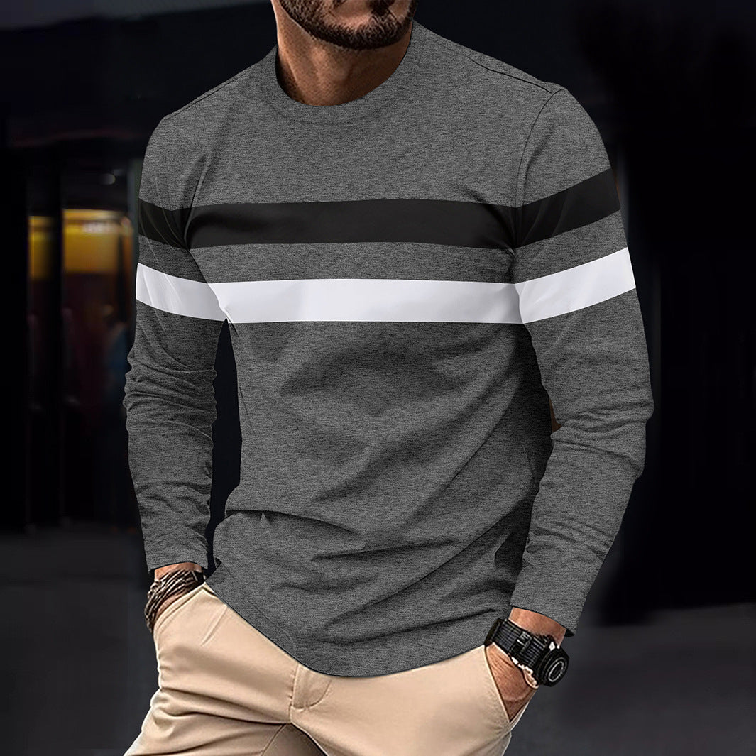 Camiseta casual de manga larga con cuello redondo para hombre