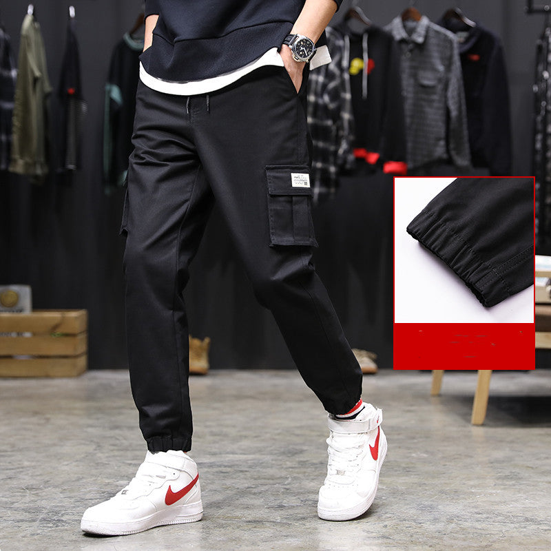 Sports All-match Casual Trousers With Waistband And Velvet Overalls