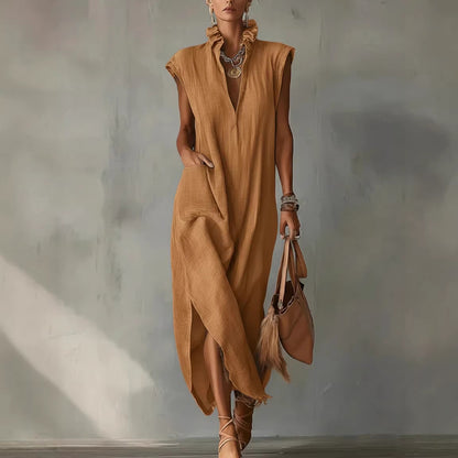 Vestido sin mangas de diseño liso con silueta amplia